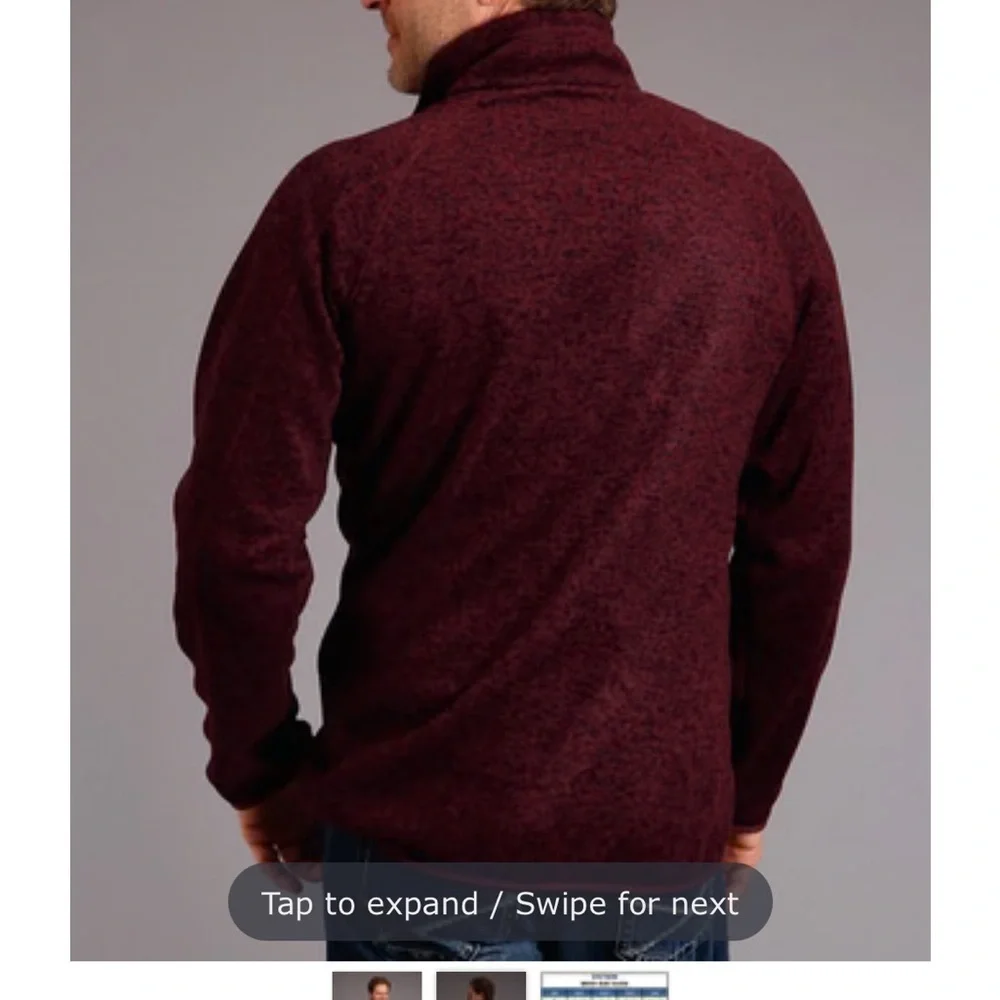 Stetson Men's Burgundy Rugged 1/4 Zip Sweater, 2XL - Picture 2 of 11